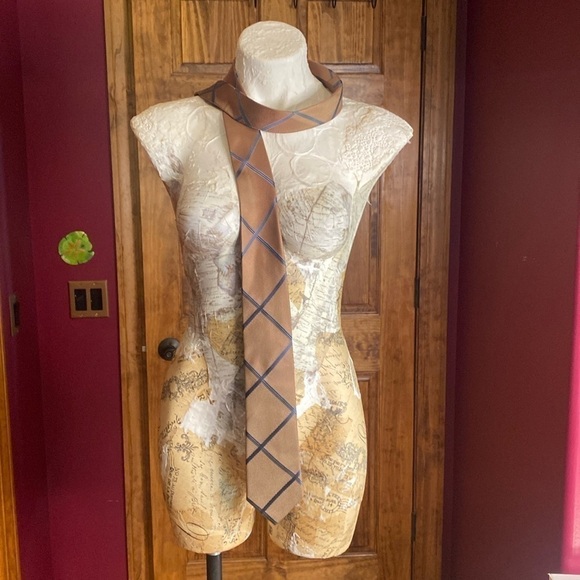 Ben Sherman copper & blue asymmetric stripe Men’s 100% Silk Tie - Picture 7 of 9